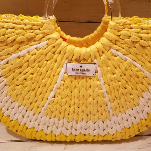 NWT KATE SPADE PICNIC PERFECT LEMON TOTE WICKER - Picture 12 of 12